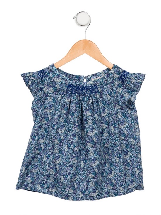 Bonpoint Other - BONPOINT Girls Blue Floral Cotton Blouse Top - Size 6 Years